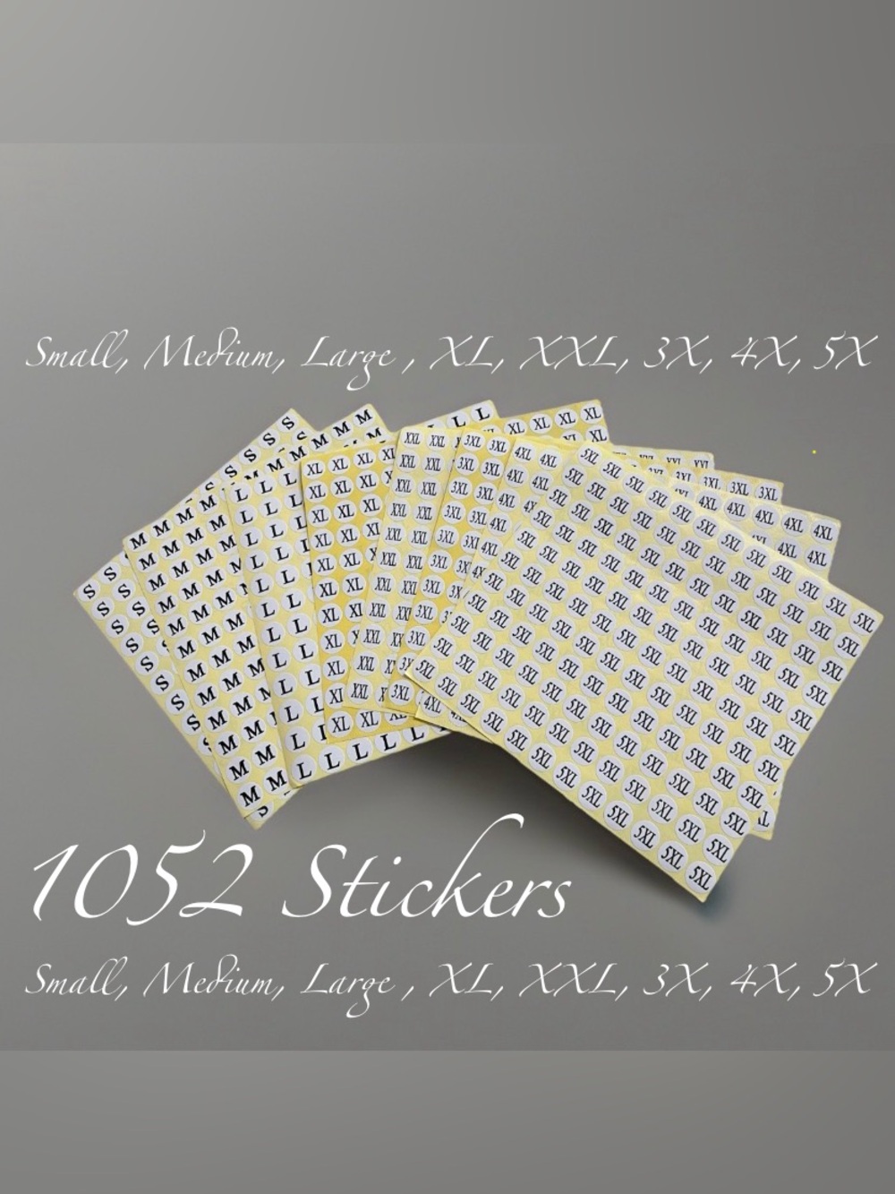 Clothing Size Sticker Bundle - Yellow & White Size Labels (1052 Stickers) ~New~